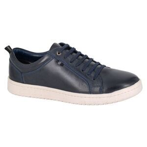 Roamers Mens Leather Sneakers / Navy
